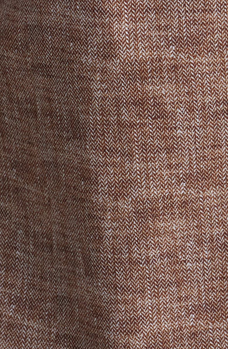 Zanella Jagged Heathered Herringbone Print Knit Nylon Blend Dress Shirt, Alternate, color, Brown