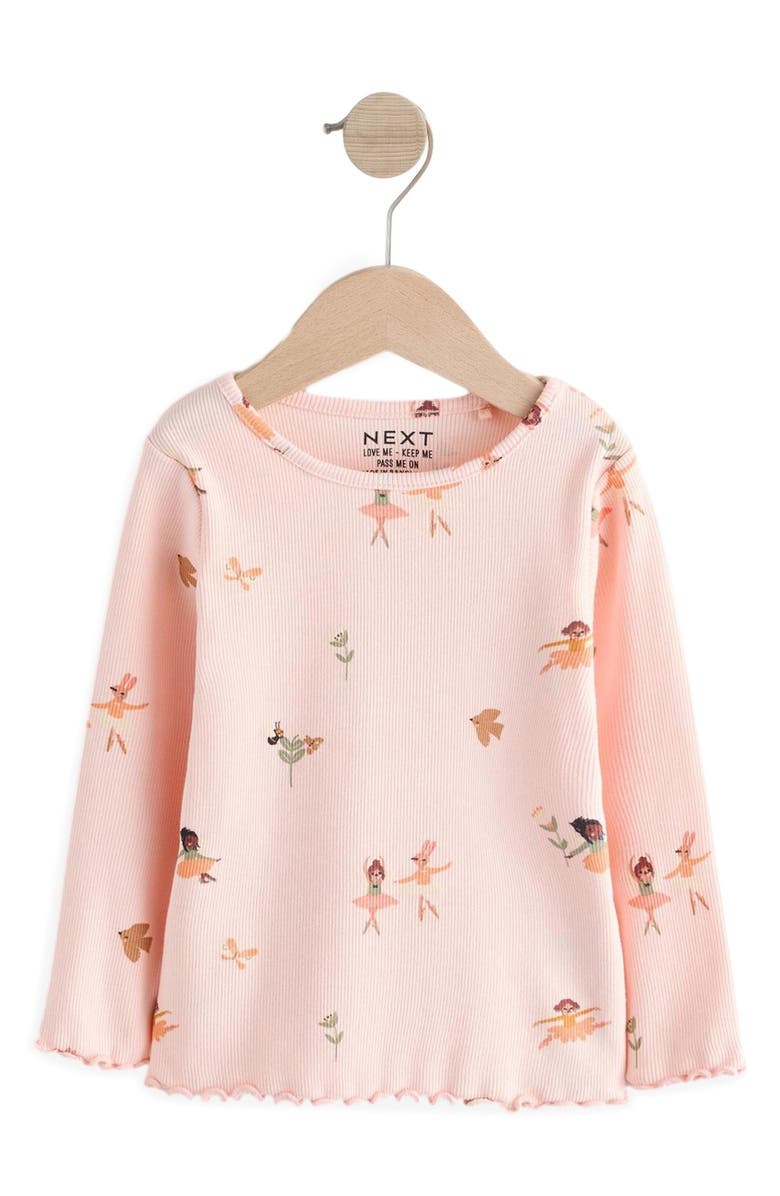 NEXT Kids' Ballerina Print Long Sleeve Cotton T-Shirt, Main, color,
