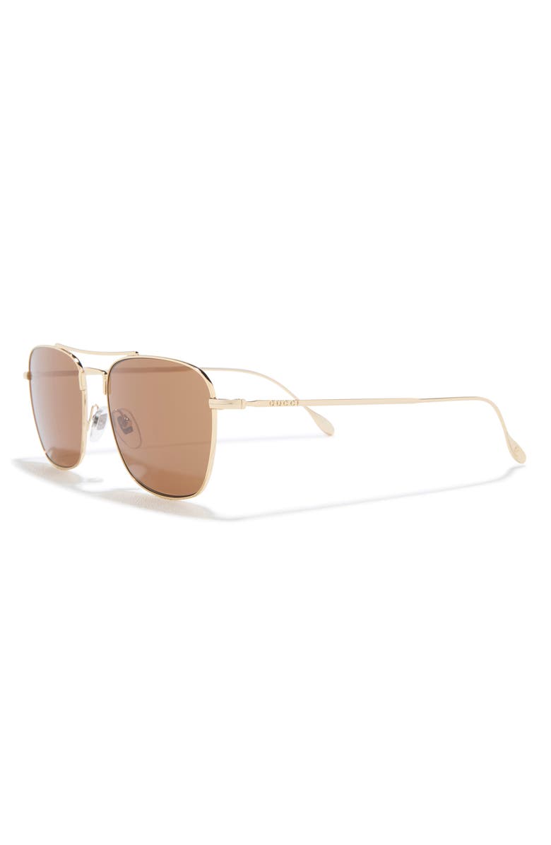 Gucci 56mm Aviator Sunglasses, Alternate, color, Gold Gold Brown