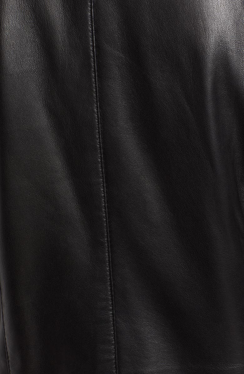 LAMARQUE Collarless Pleated Sleeve Leather Jacket, Alternate, color, 