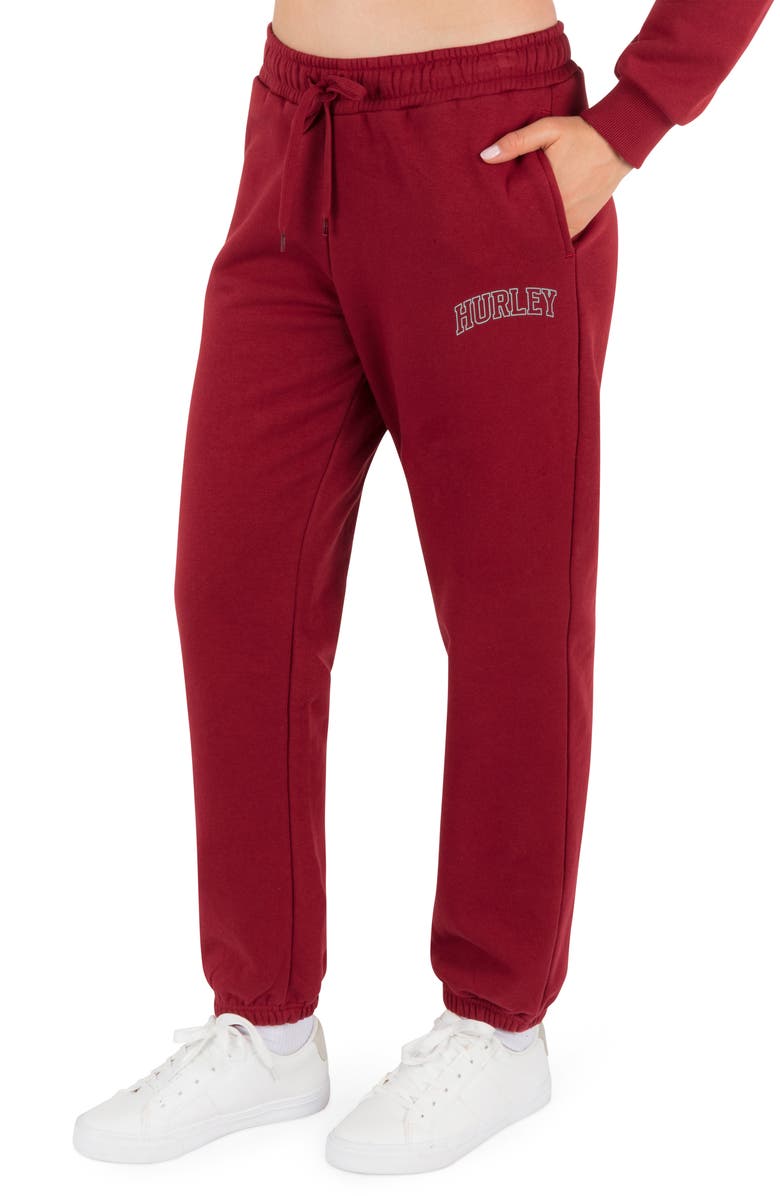 Hurley Varsity Cotton Blend Joggers, Alternate, color, Sun-Dried Tomato