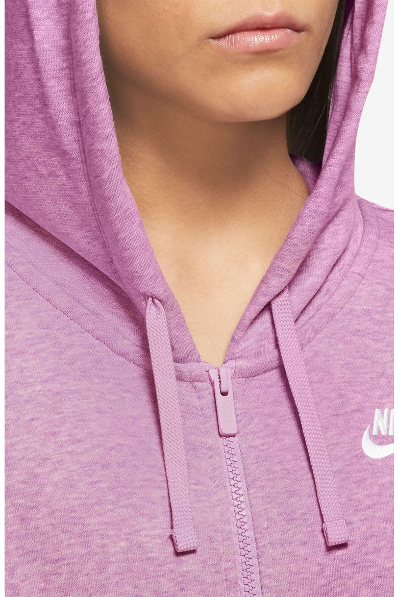 Sportswear Club Fleece Full Zip Hoodie, Alternate, color, LT MAGENTA/ HTR/ WHITE