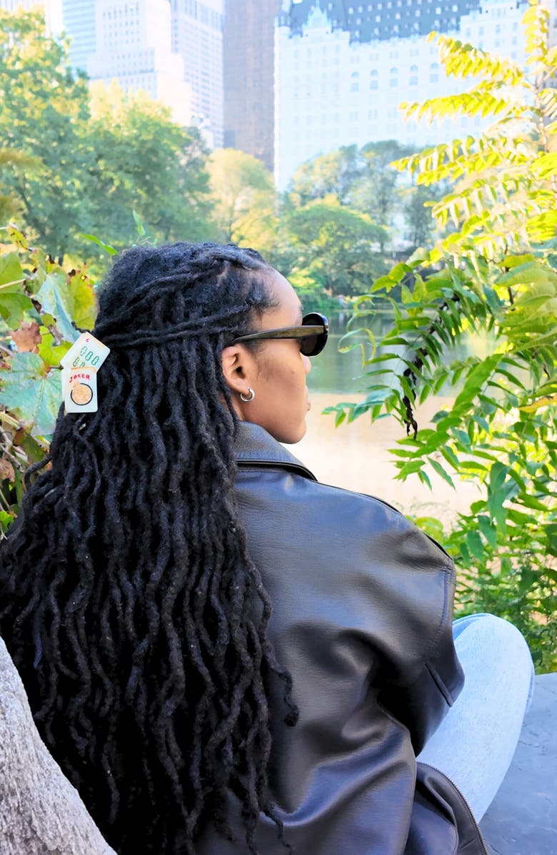 Solar Eclipse Hand Painted Mini Mahjong Claw Clip, Alternate, color, Beige