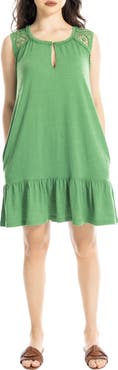 MAX STUDIO Lace Trim Sleeveless Trapeze Dress