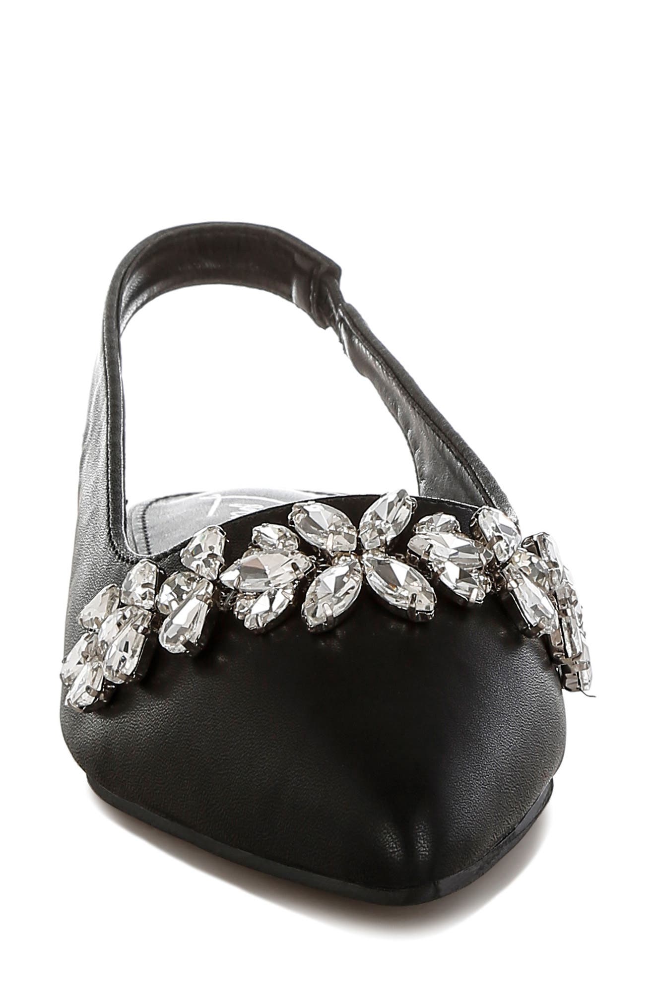 LONDON RAG Adhara Rhinestone Embellished Slingback Flat, Alternate, color, Black