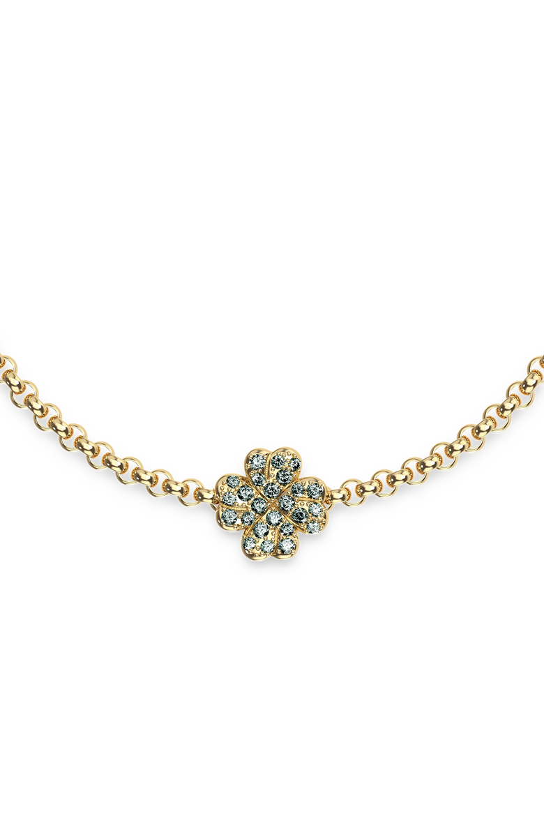 Lucky Clover 5 motifs Bracelet, Green Diamond Pavé, Alternate, color, Gold Diamond