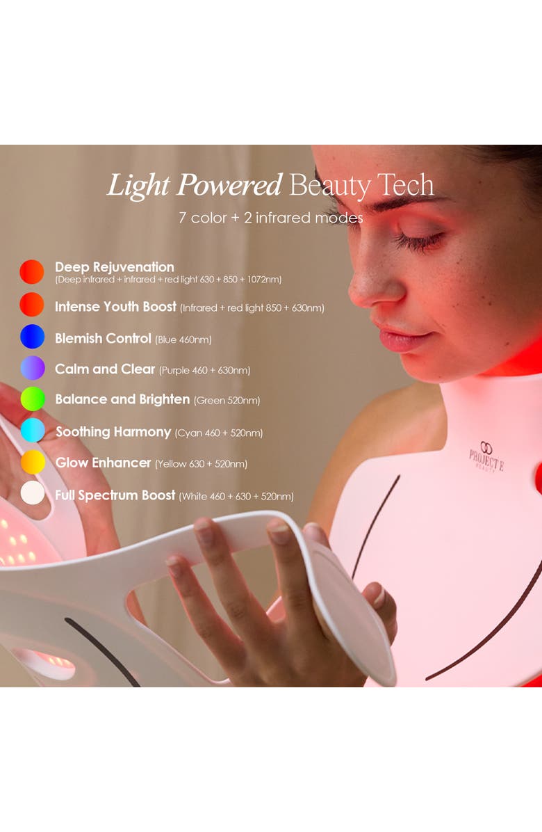 Project E Beauty Lumalux Face+ Pro LED Light Therapy Face & Neck Mask, Alternate, color, White