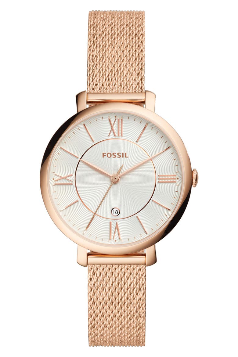 Jacqueline Mesh Strap Watch, 36mm, Main, color, ROSE GOLD/ SILVER/ ROSE GOLD