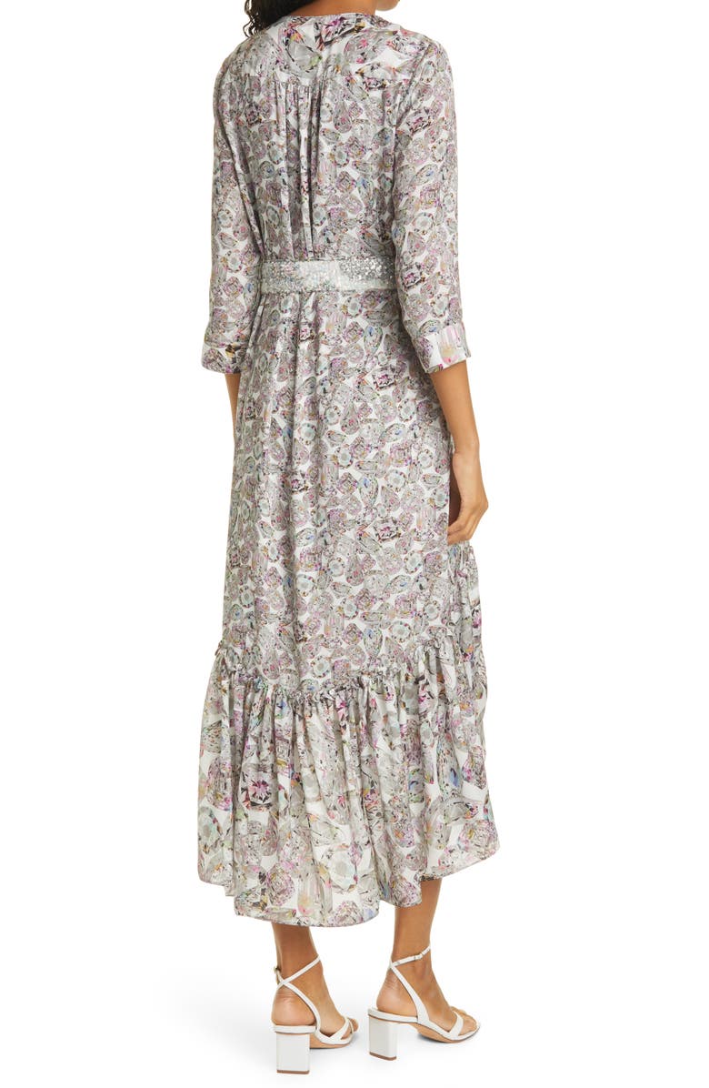 Le Superbe Diamond Life High/Low Belted Midi Dress, Alternate, color, 