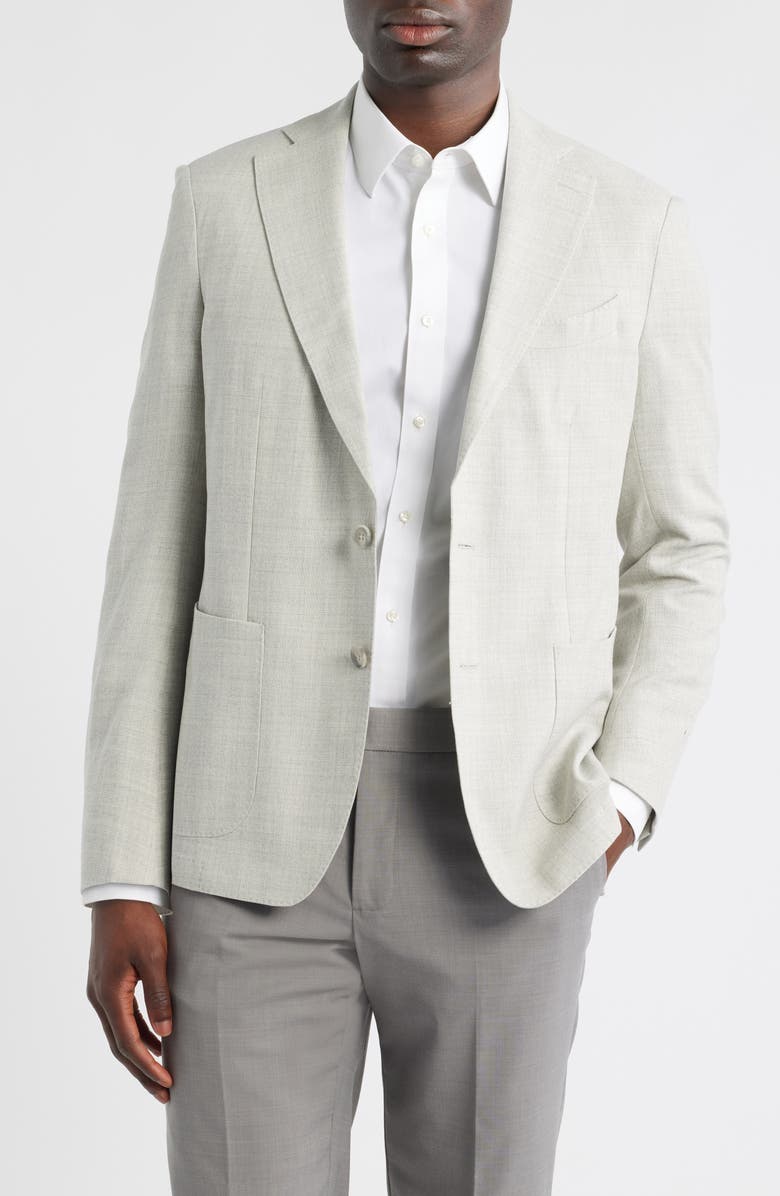 Emanuel Berg Textured Light Grey Mélange Wool Sport Coat, Main, color, Light Grey