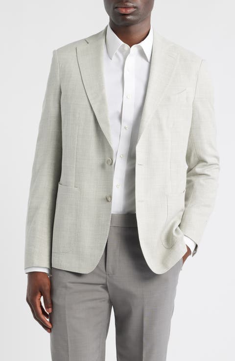 Textured Light Grey Mélange Wool Sport Coat