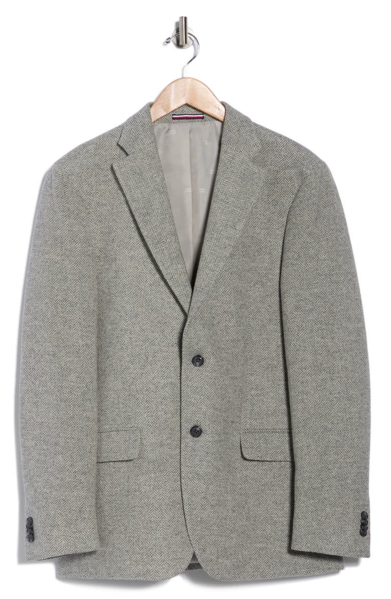 Tommy Hilfiger Herringbone Two-Button Wool Sport Coat, Alternate, color, Grey/ White