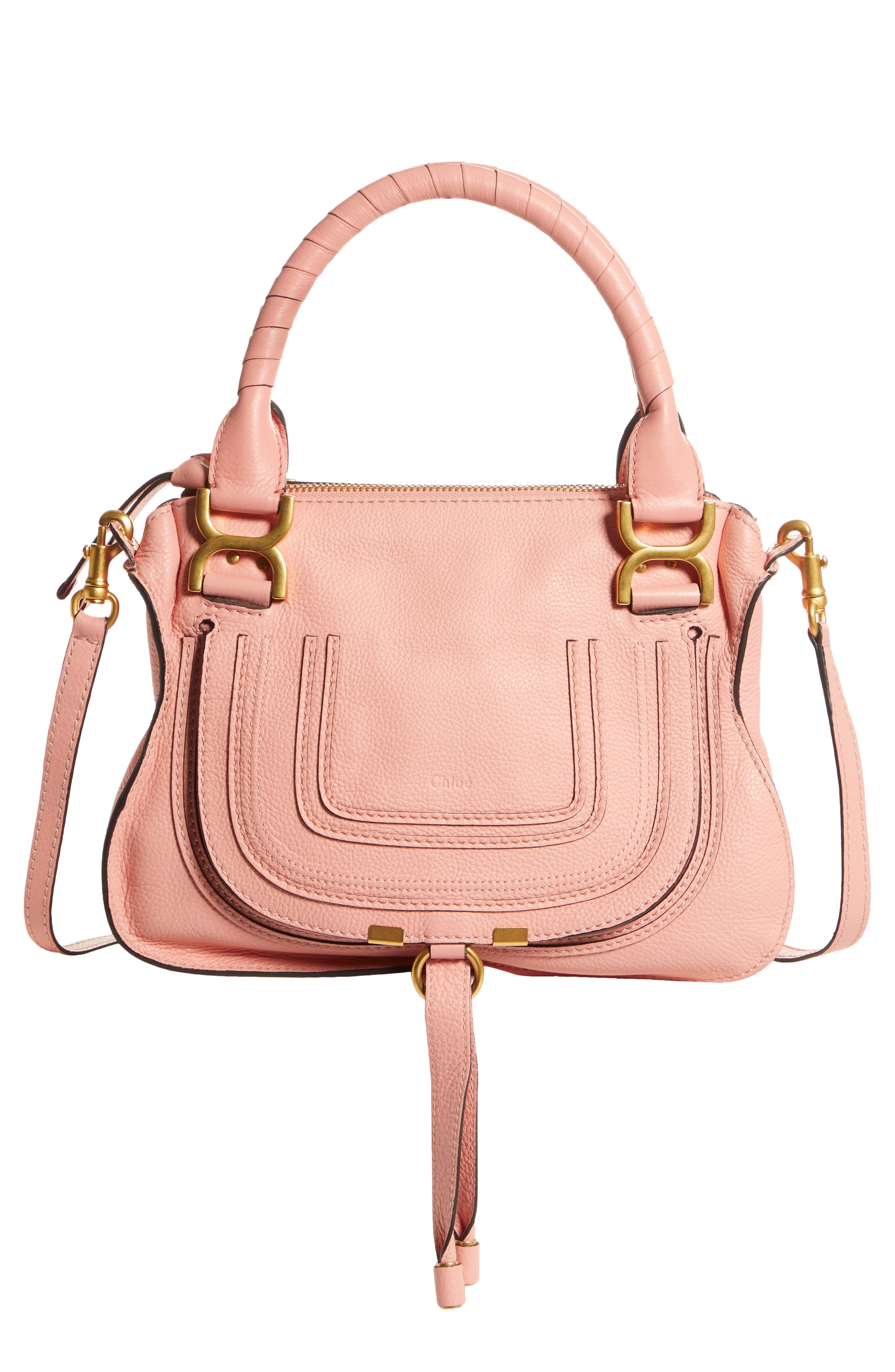 Chloé Small Marcie Calfskin Leather Satchel, Main, color, 