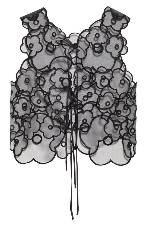 Cecilie Bahnsen Alfie Floral Embroidered Top In Black