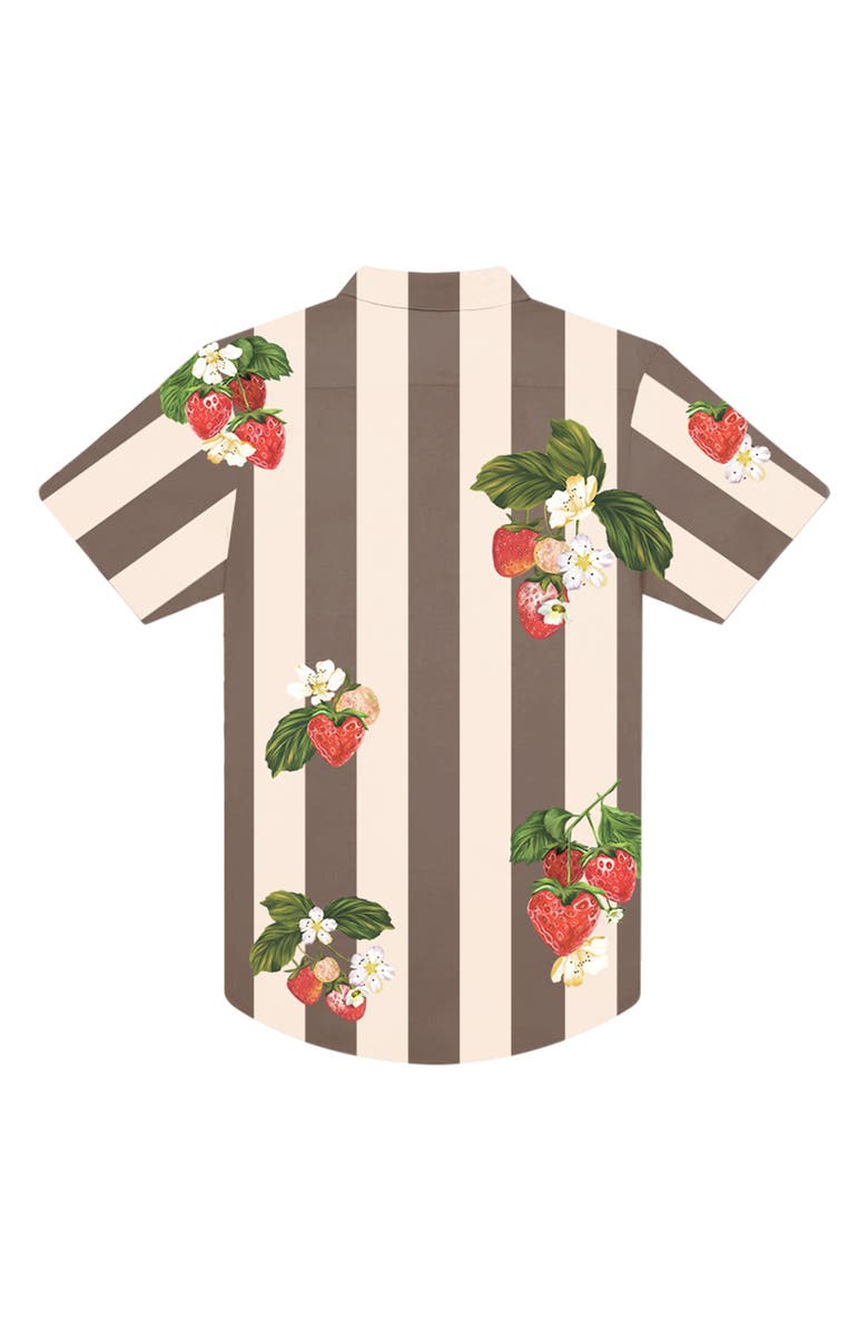 MAVRANS Strawberry Love Trim Fit Short Sleeve Waterproof Performance Button-Up Shirt, Alternate, color, Red