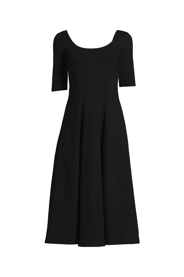 Starfish Elbow Sleeve Midi Fit and Flare Dress, Alternate, color, Black