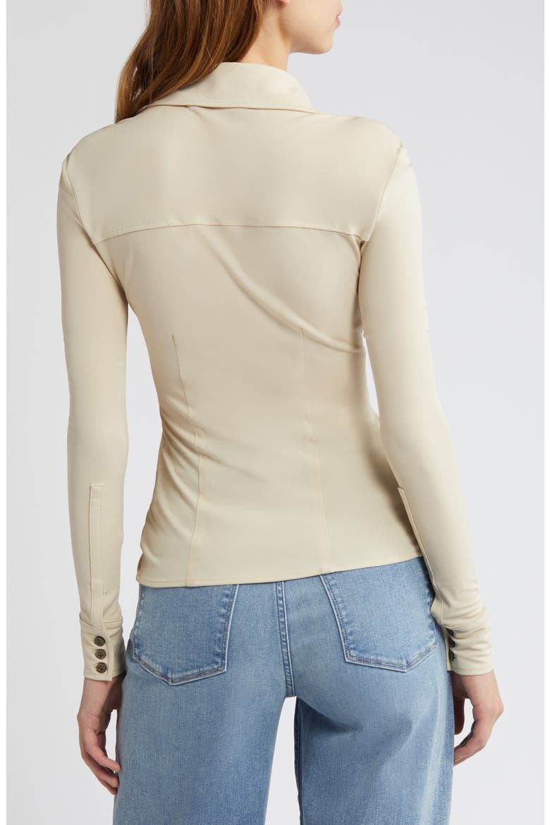 Jersey Button-Up Shirt, Alternate, color, PARCHMENT