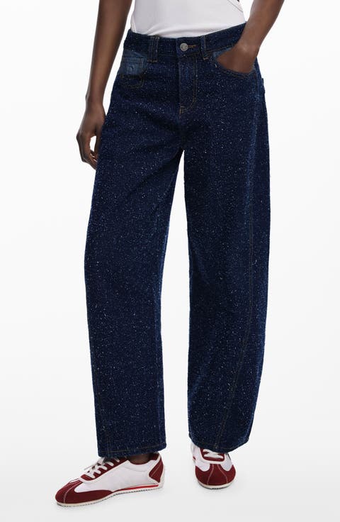 Hight Waist Two-Tone Wide Leg Jeans