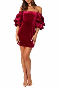 Dali Off the Shoulder Velvet Sheath Cocktail Minidress