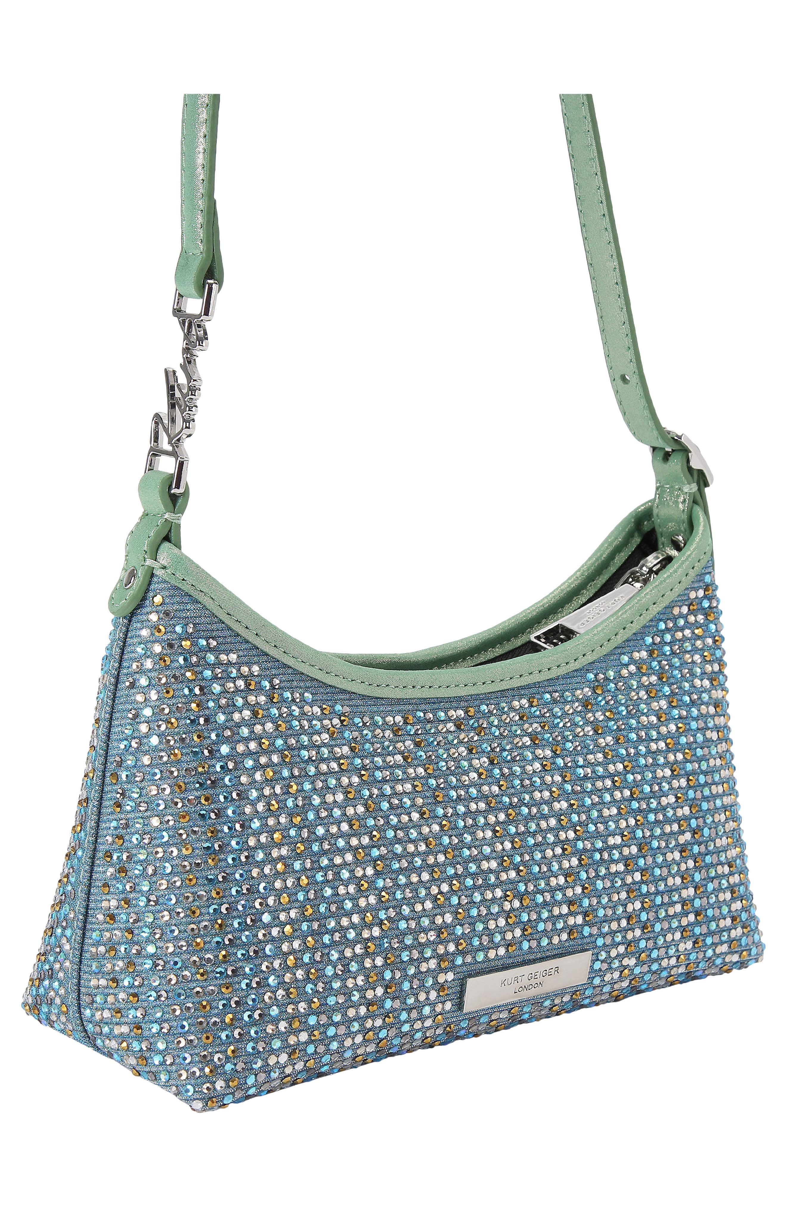 Kurt Geiger London Mini Kurt Fabric Shoulder Bag, Alternate, color, Pastel Blue