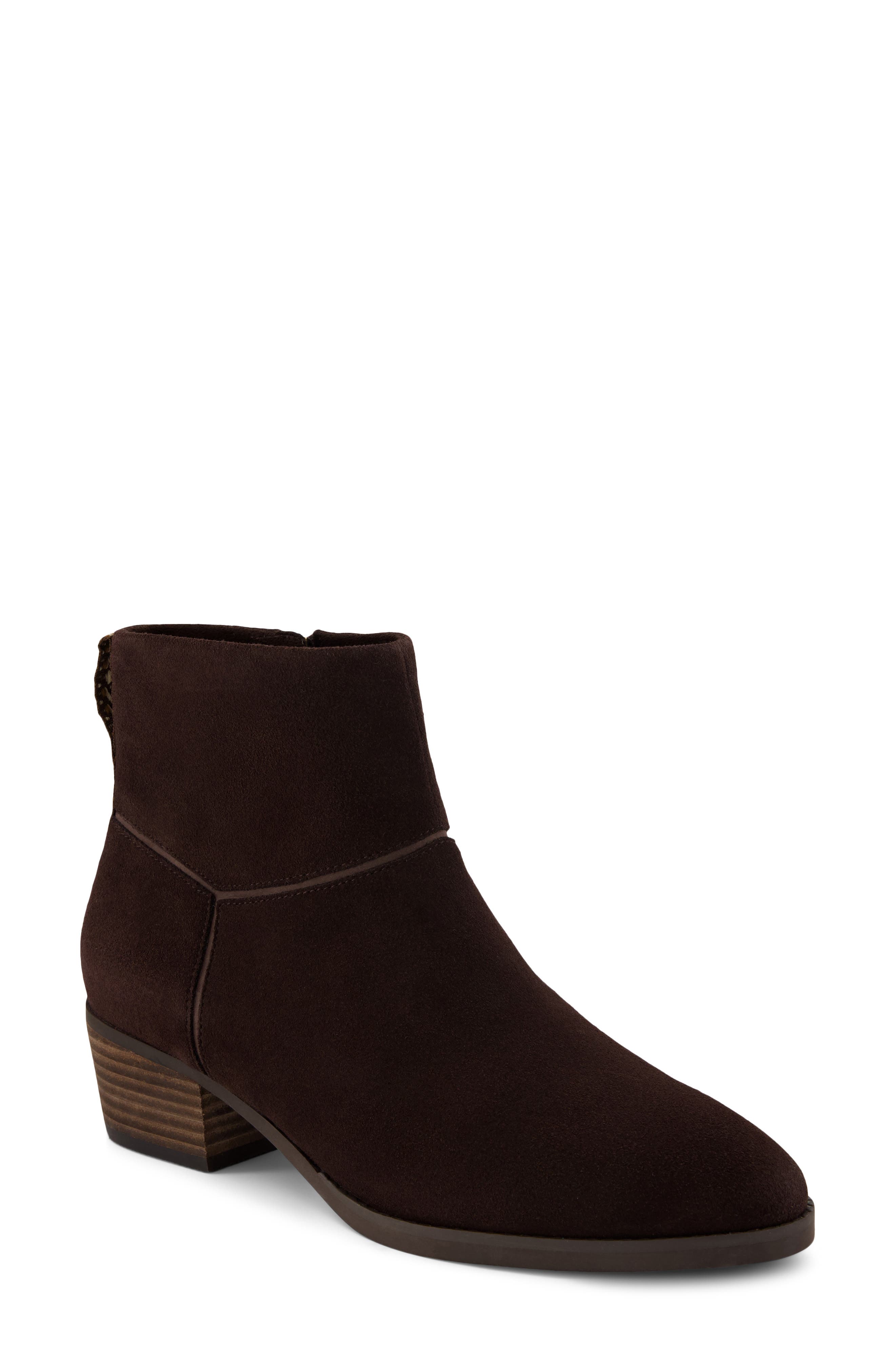 Elia Leather Bootie, Main, color, DARK BROWN