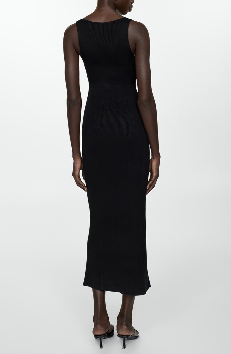 MANGO Sleeveless Rib Midi Sweater Dress, Alternate, color, Black