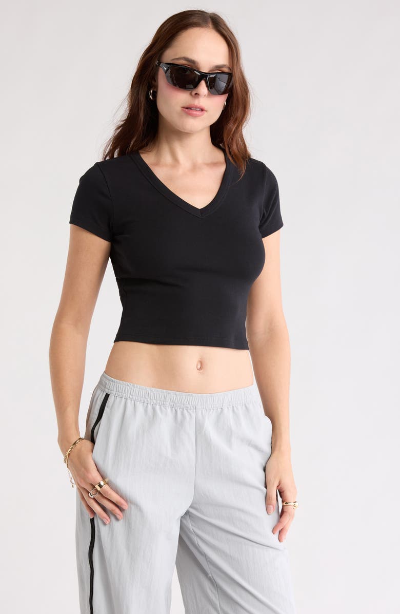 Abound Cropped V-Neck Tee, Main, color, Black