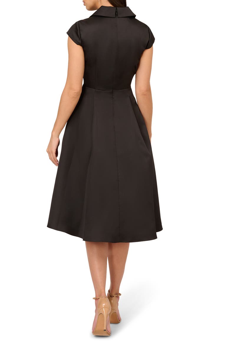 Box Pleat High-Low Mikado Dress, Alternate, color, BLACK