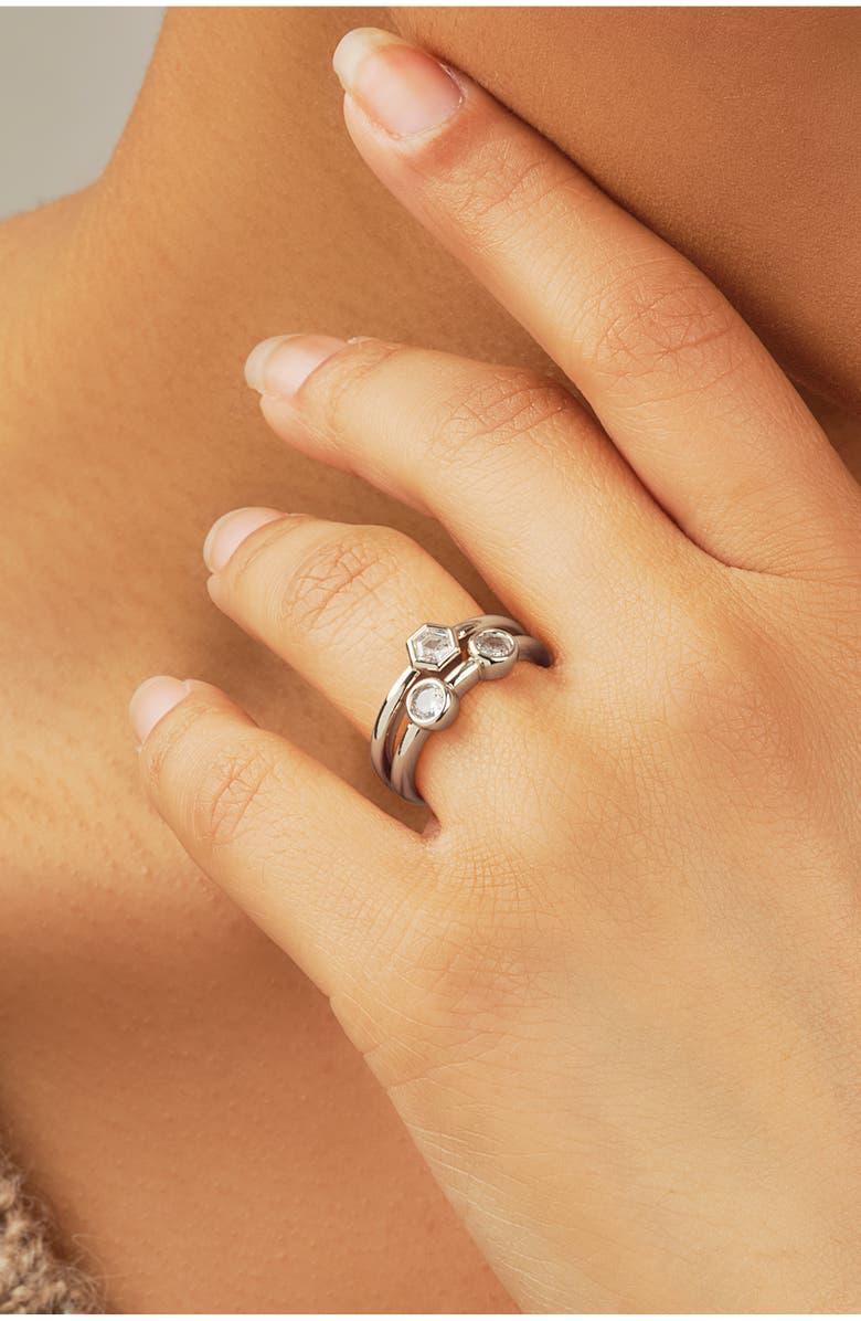 Sterling Forever Lou CZ Double Band Ring, Alternate, color, 