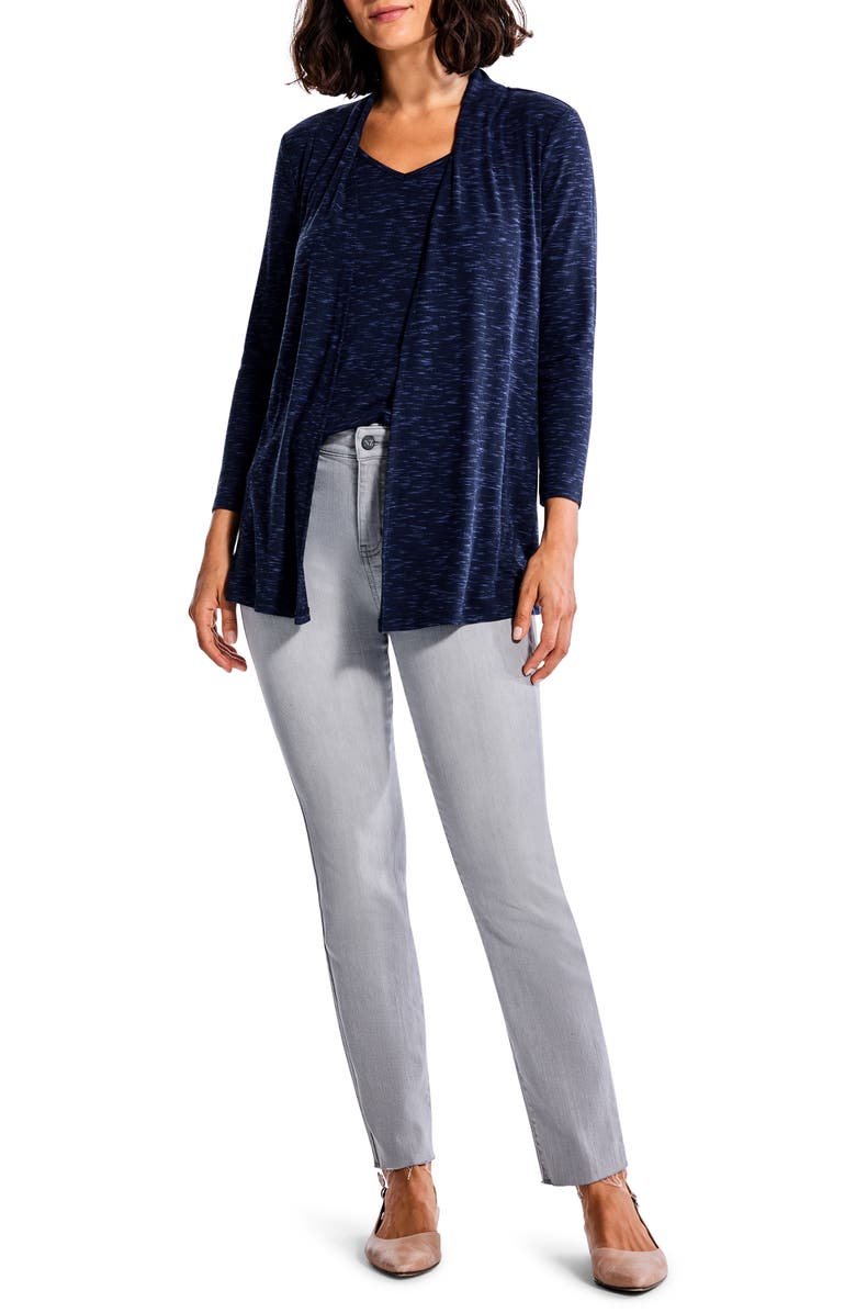 NIC+ZOE Drapey Rib Cardigan, Alternate, color, Dark Indigo