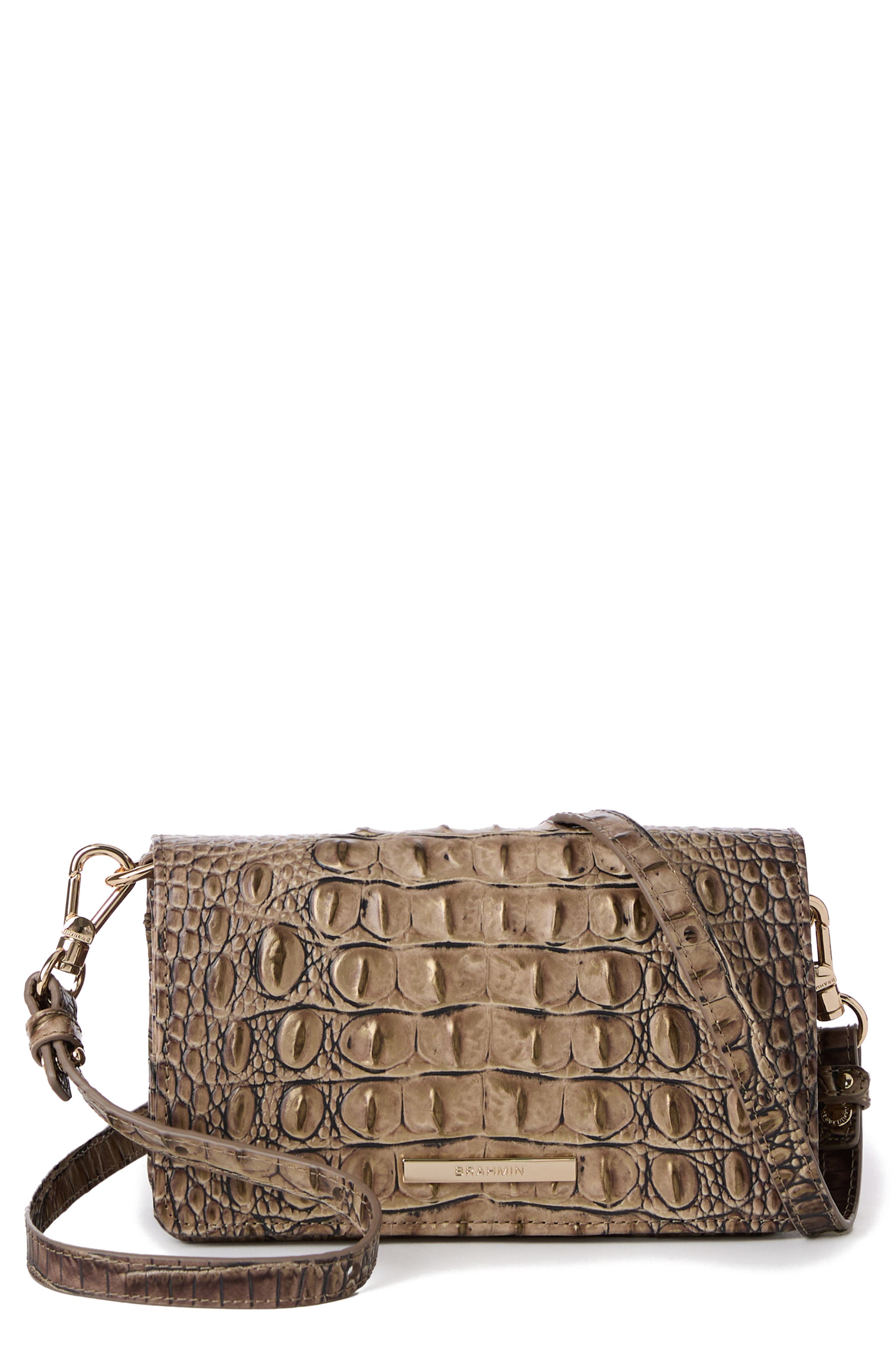 Brahmin Minuette Croc Embossed Leather Crossbody Bag, Main, color, 