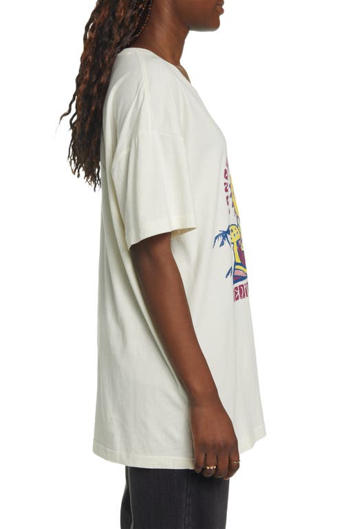 Coney Island Picnic Meditation Club Organic Cotton Graphic Tee In Washed Cream