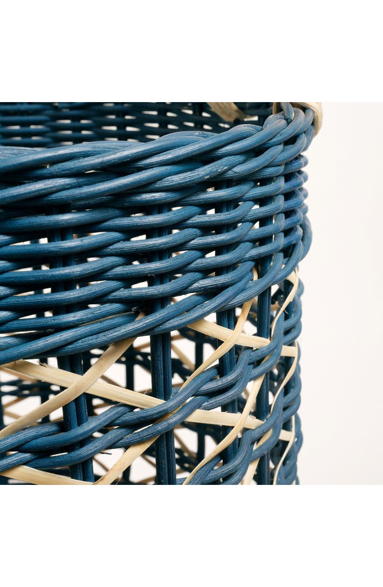Zsa Zsa Zsu Java Round Rattan Basket 15 In, Alternate, color, Blue