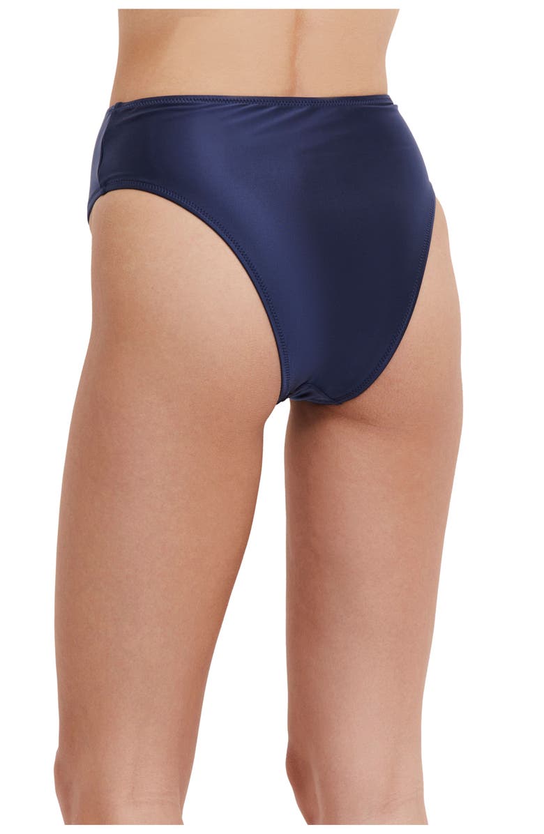 Flirtt Gottex Satin Touch High Rise High Leg Swim Bottom, Alternate, color, Navy
