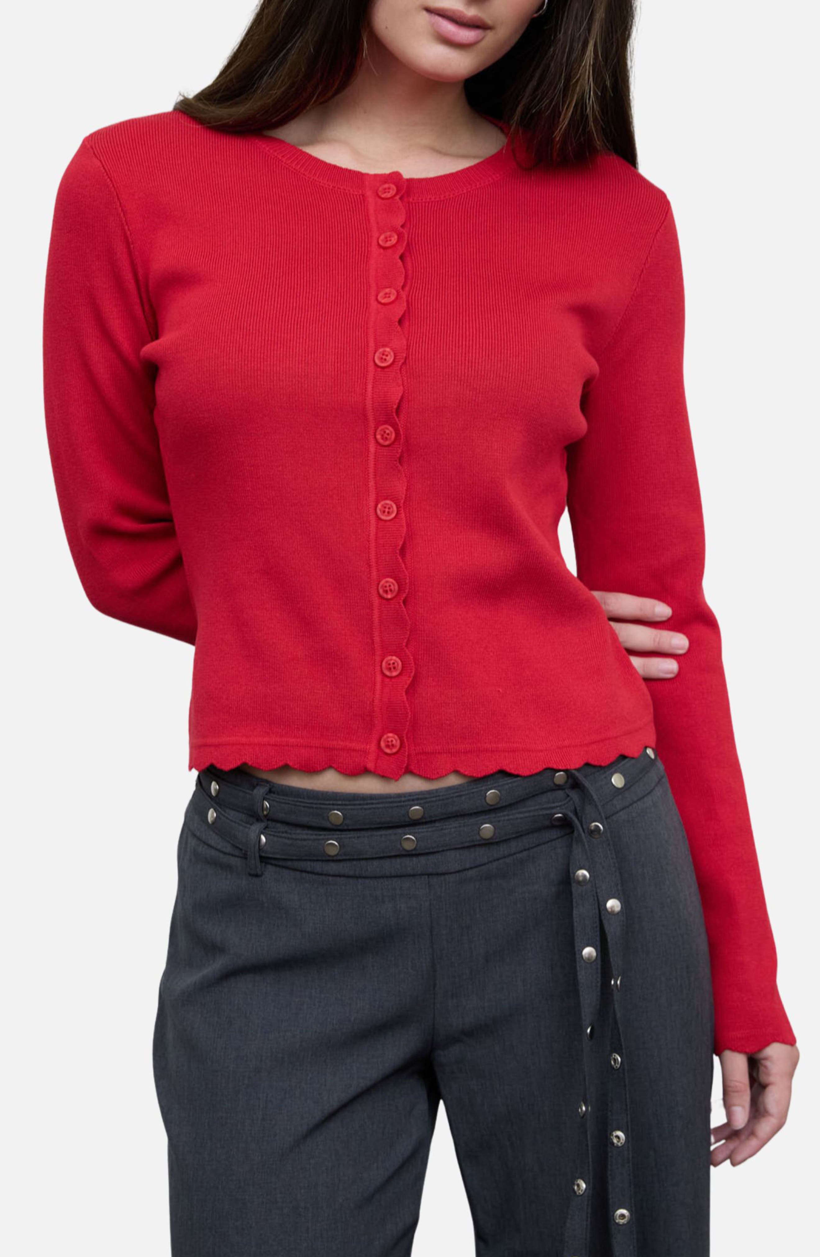Scallop Trim Cardigan