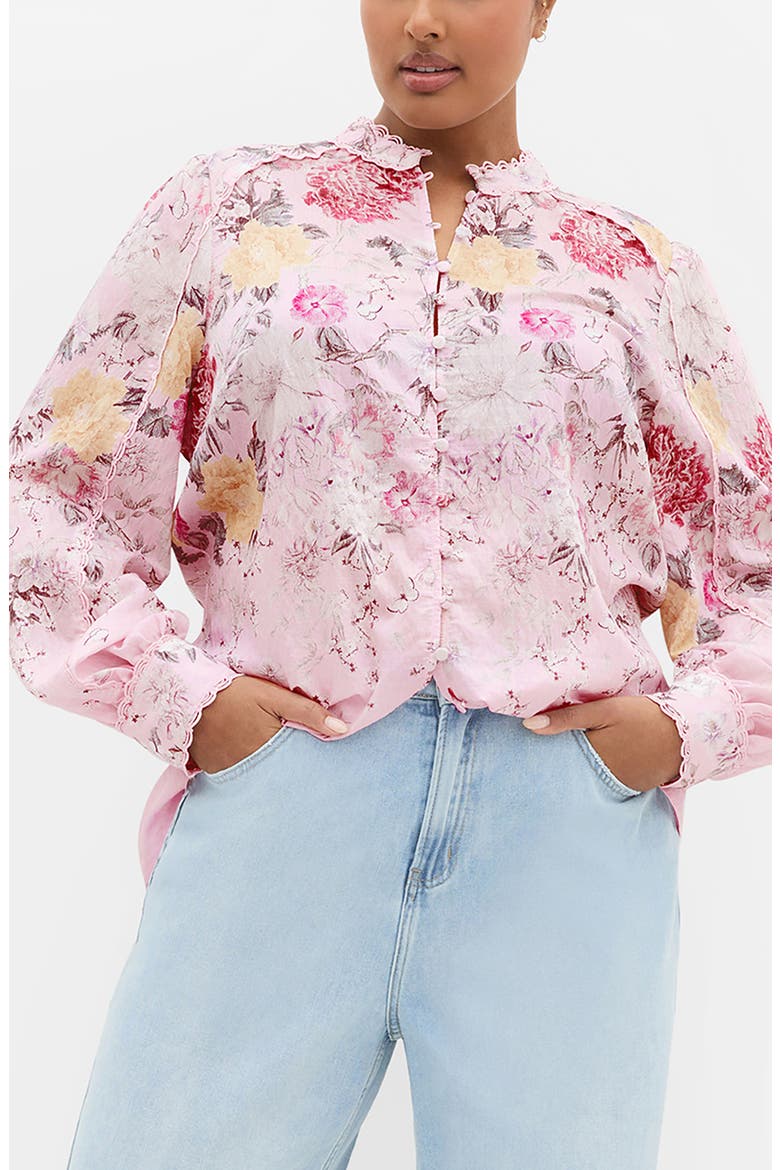 Gianna Floral Lace Trim Top, Main, color, PINK BOTANICAL