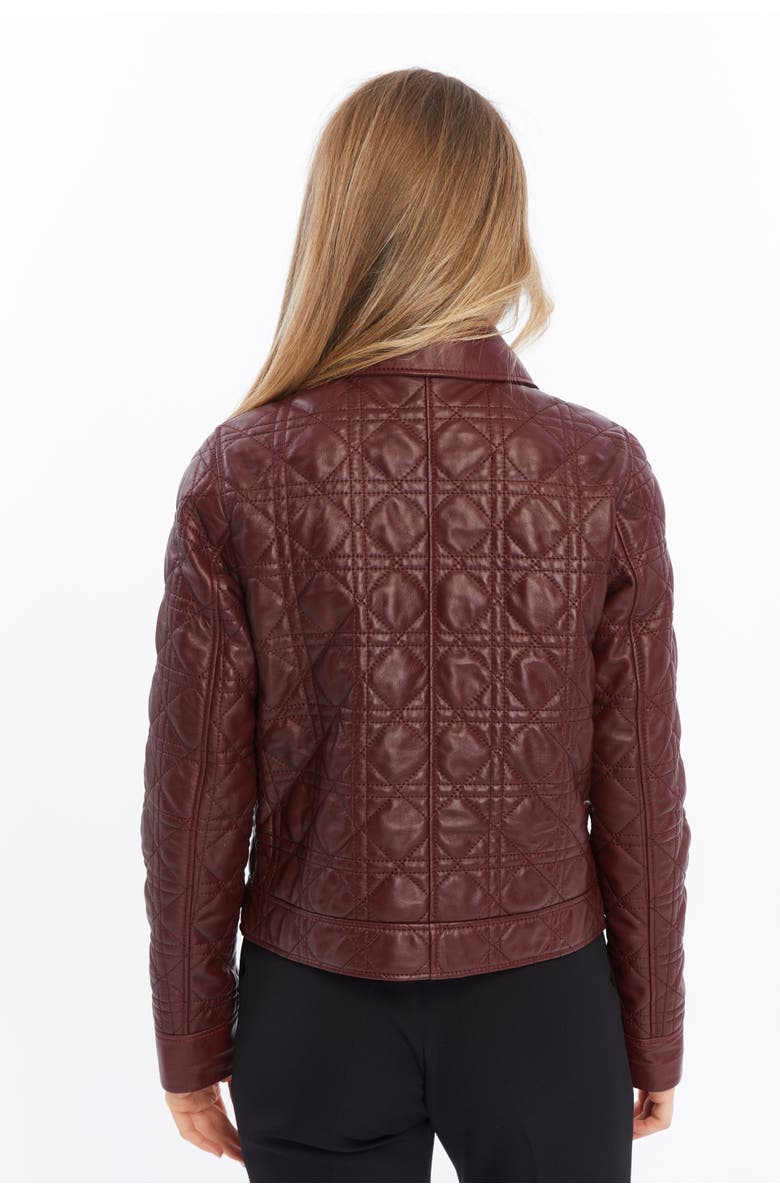 Furniq UK Chloe Quilted Leather Jacket, Alternate, color, Burgundy