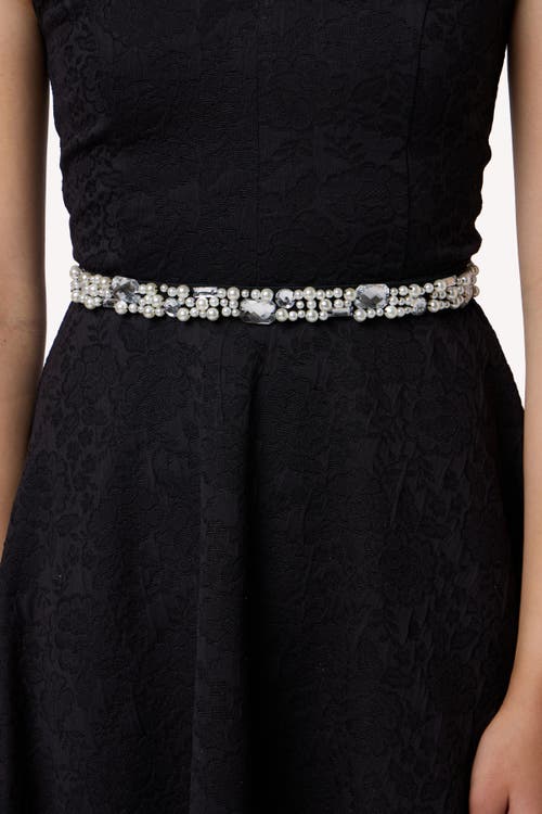 Un Deux Trois Stretchy Pearl And Gem Belt In Metallic