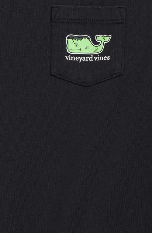 Vineyard Vines Kids' Glow Franken-whale Long Sleeve Cotton T-shirt In Black