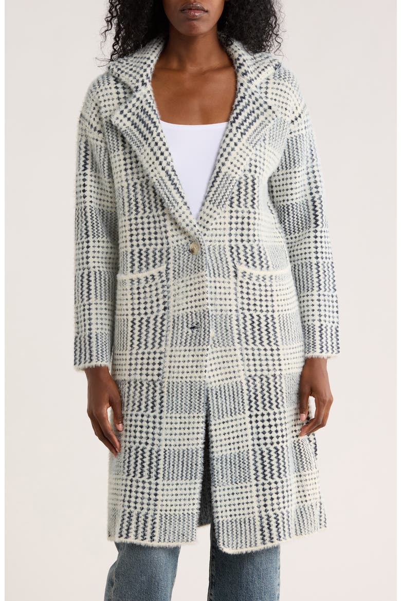 Notch Collar Printed Sweater, Main, color, BLUE COMBO