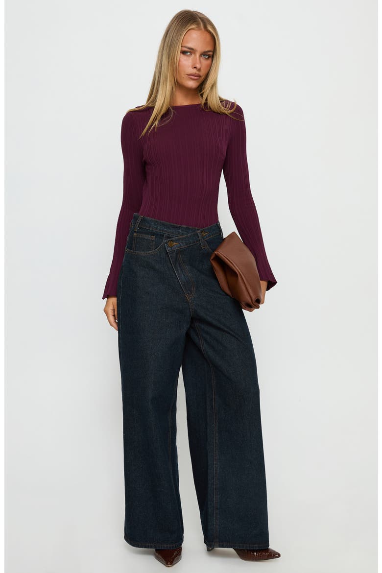 Mayok Open Back Rib Bodysuit, Alternate, color, PLUM