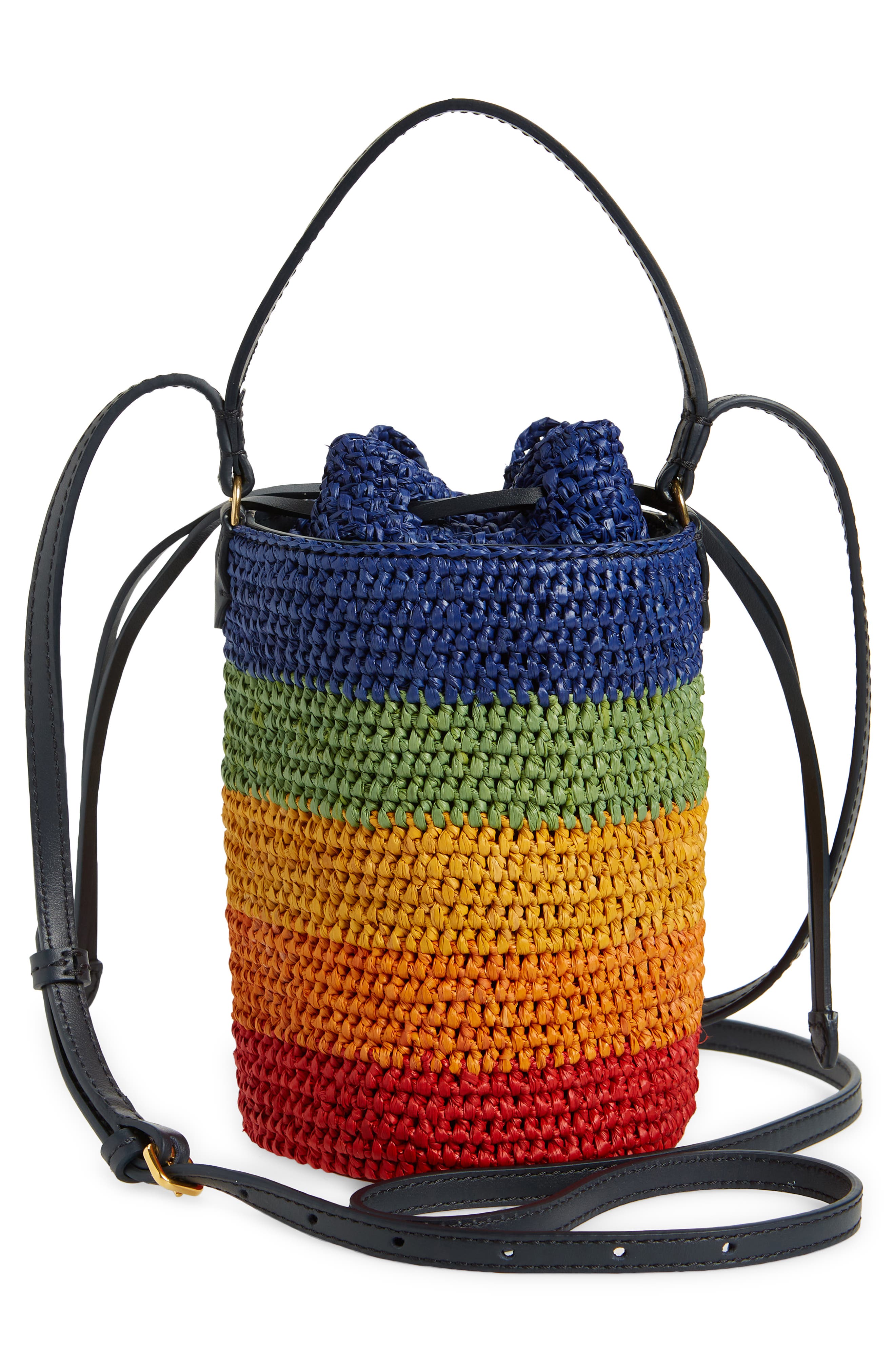 Anya Hindmarch Mini Eyes Raffia Cylinder Crossbody Bag, Alternate, color, 