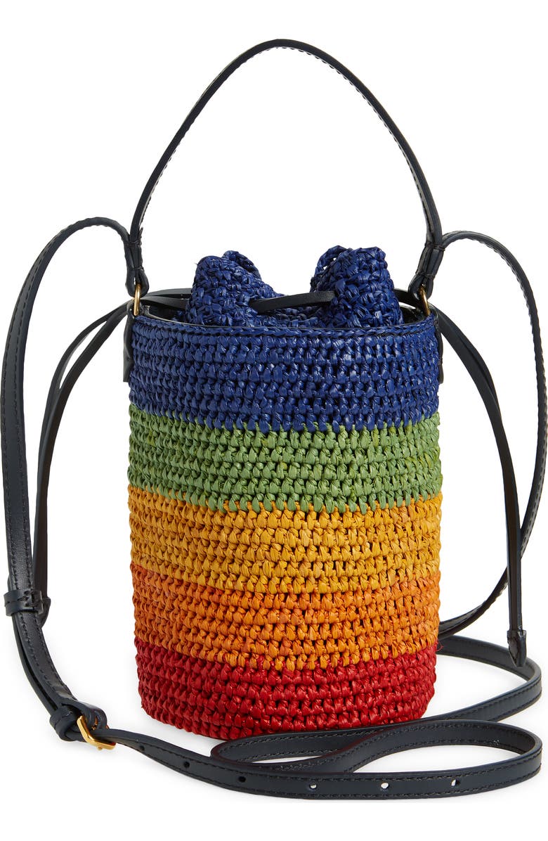 Anya Hindmarch Mini Eyes Raffia Cylinder Crossbody Bag, Alternate, color,