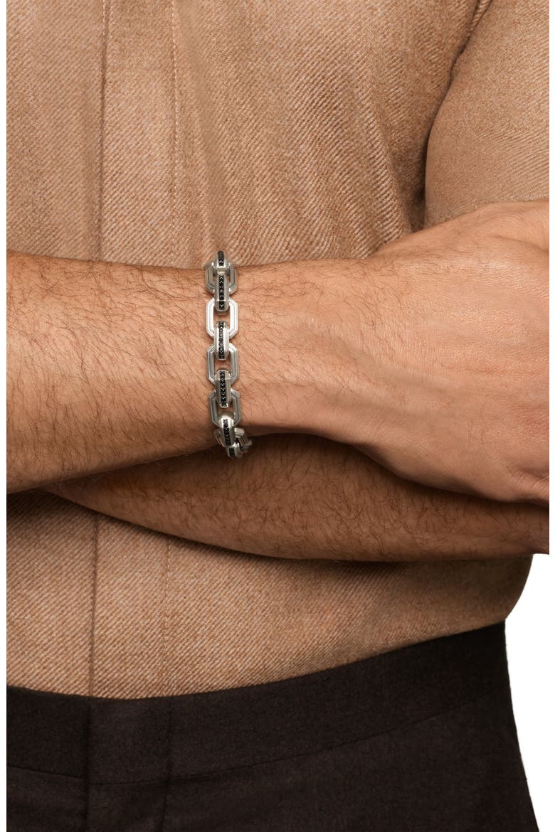 Men's Faceted Flat Link Bracelet, Alternate, color, SILVER PAVE