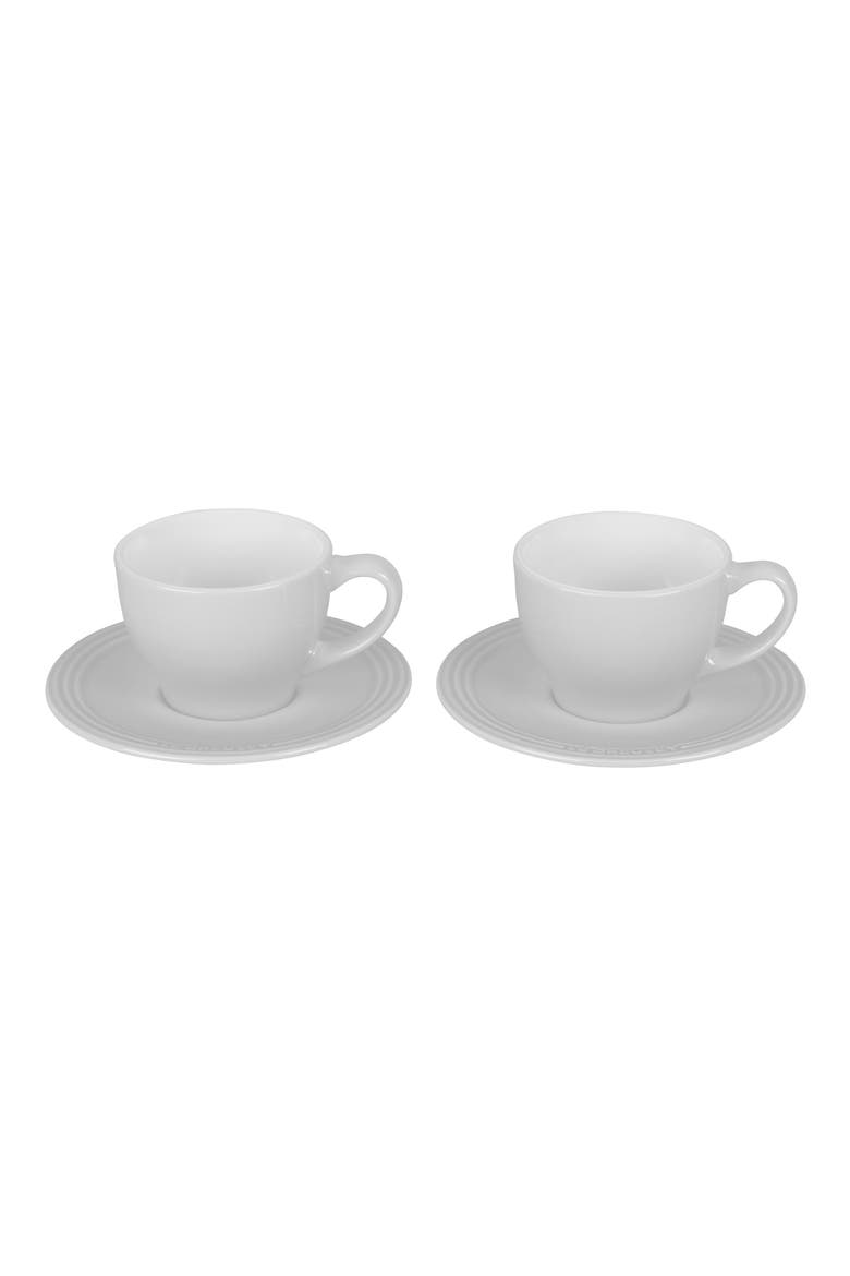 Set of 2 Cappuccino Cups & Saucers, Main, color, WHITE