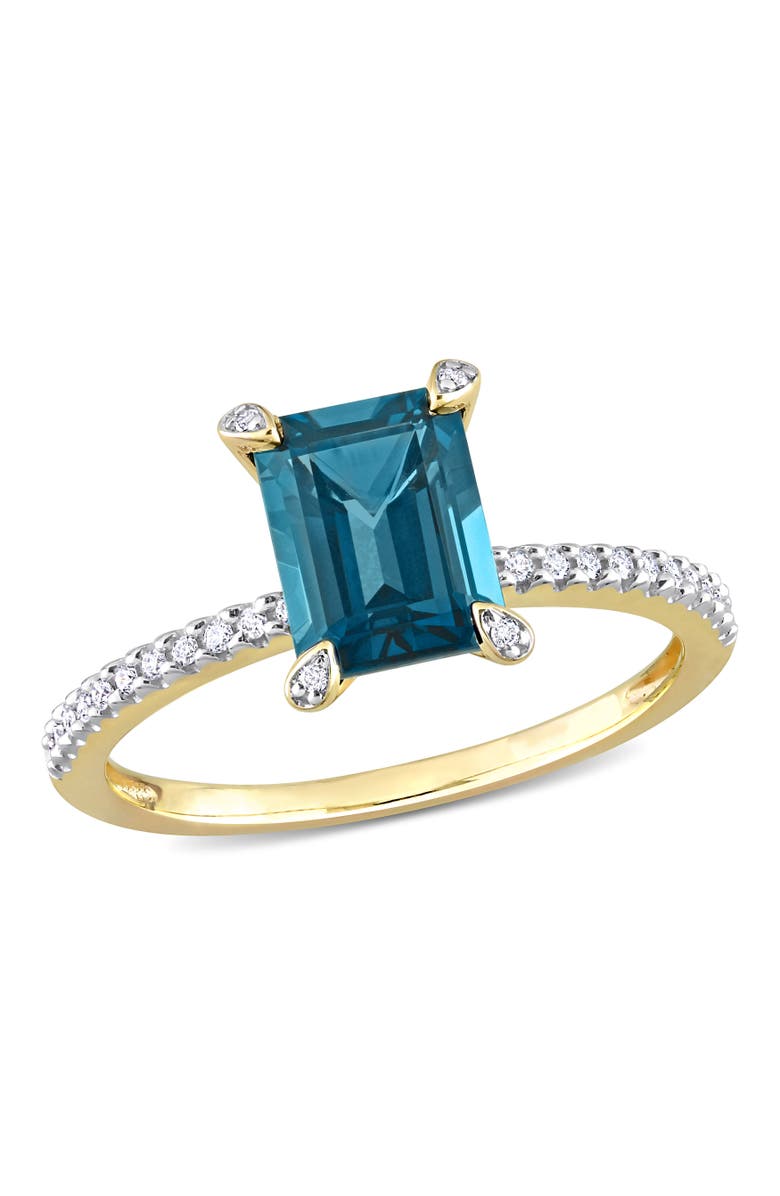 Julianna B. Blue Topaz & Diamond Octagonal Ring 14k, Main, color, Topaz