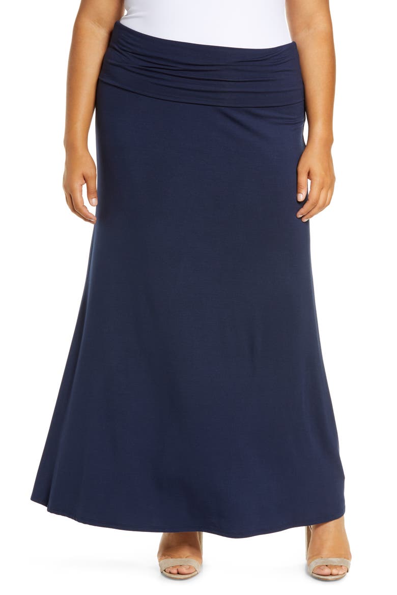Fold Over Maxi Skirt, Main, color, NAVY