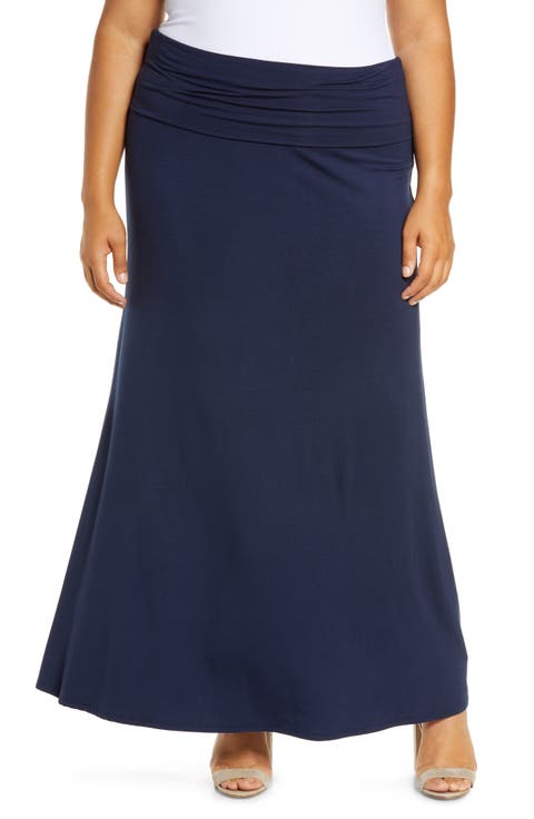 Fold Over Maxi Skirt (Plus Size)