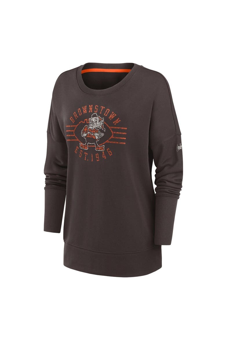 Women's Nike Brown Cleveland Browns Rewind Playback Icon Performance Pullover Sweatshirt, Alternate, color, Brown