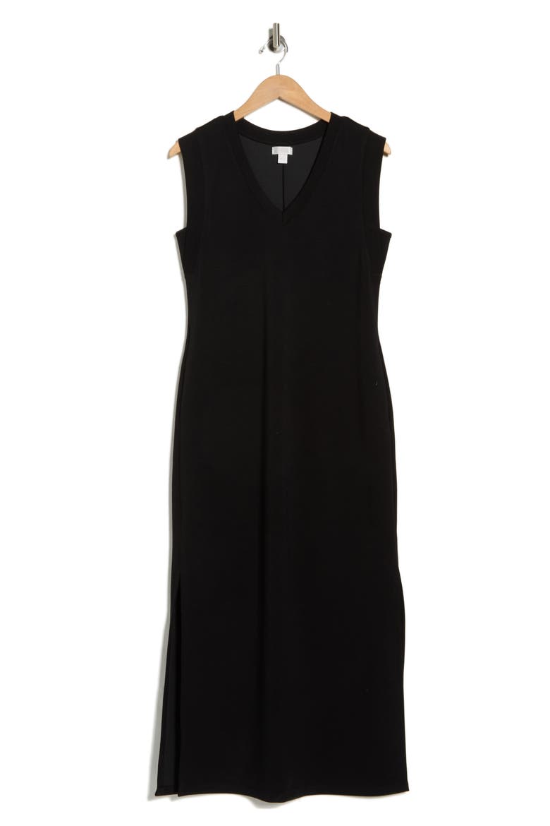 Sleeveless Scuba Maxi Dress, Alternate, color, BLACK